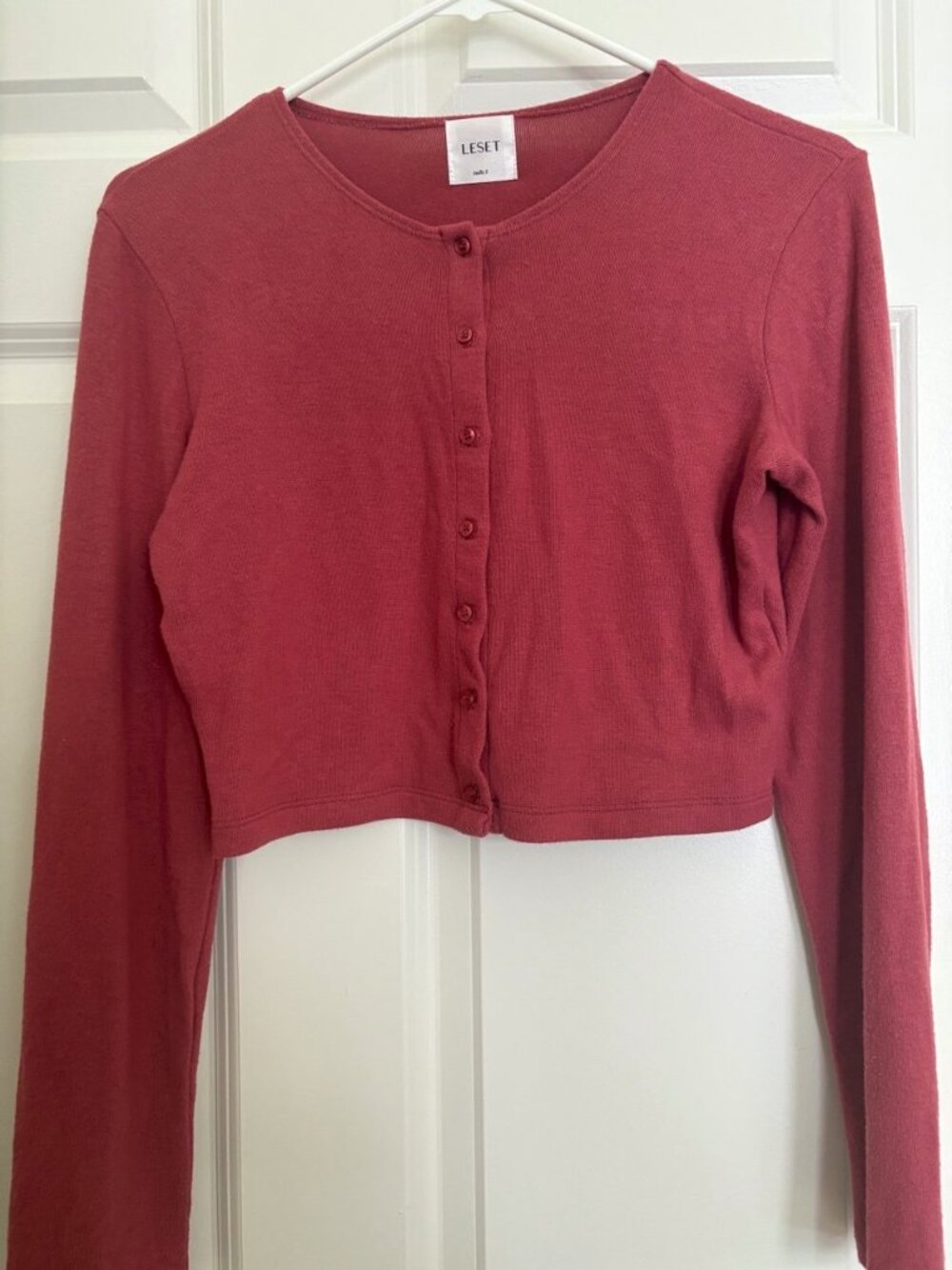 LESET Dark Pink Lauren Cardigan Cropped Size Small